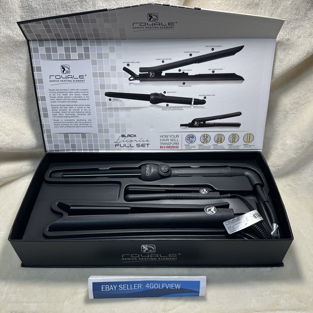 New In Box Royale Full Set - Curling Wand, Standard and Mini Hair Straighteners